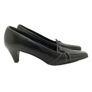 Amalfi Black Leather Kitten Heels Women’s Size 9.5